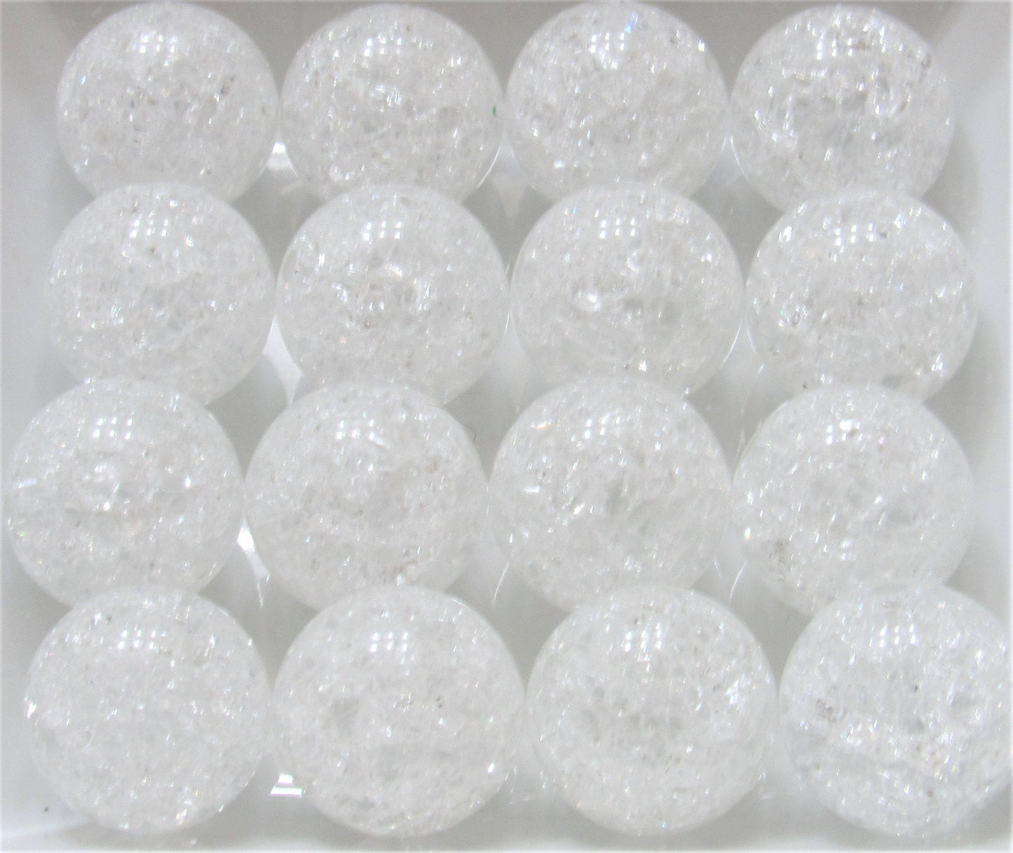 20mm Cracked Ice White Beads, Chunky Transparent Crackle Beads, Acrylic Round Gumball Crackle Beads, Bubblegum Crackle Bead Supply