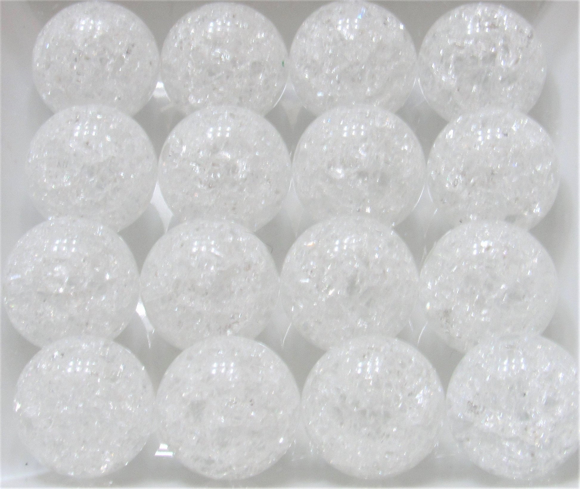 20mm Cracked Ice White Beads, Chunky Transparent Crackle Beads, Acrylic Round Gumball Crackle Beads, Bubblegum Crackle Bead Supply