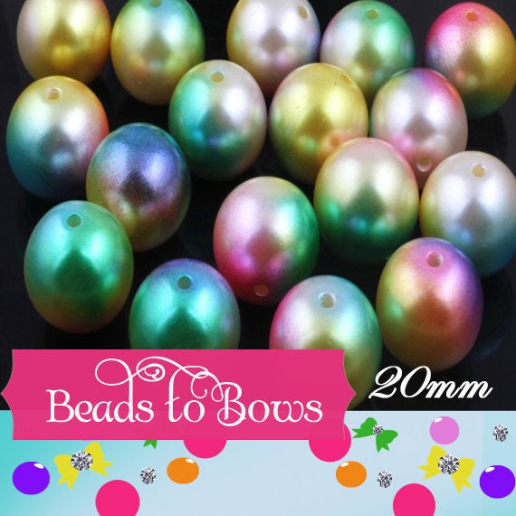 20mm Mermaid Pearls, Multicolored Bubblegum Beads, Mermaid Pearl Beads, Chunky Necklace Supply Bead, Chunky Gumball Pearl bead