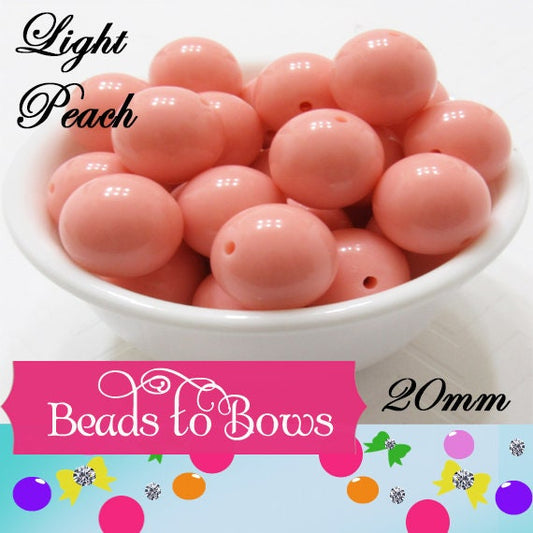 20mm Chunky light Peach Bubblegum Bead,  Acrylic Gumball Bead, Solid Round Chunky Necklace Bubblegum Bead, Chunky Necklace Supply Bead