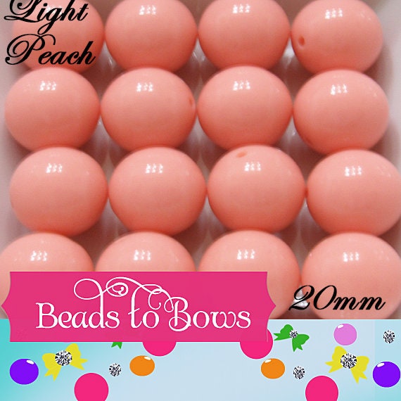 20mm Chunky light Peach Bubblegum Bead,  Acrylic Gumball Bead, Solid Round Chunky Necklace Bubblegum Bead, Chunky Necklace Supply Bead
