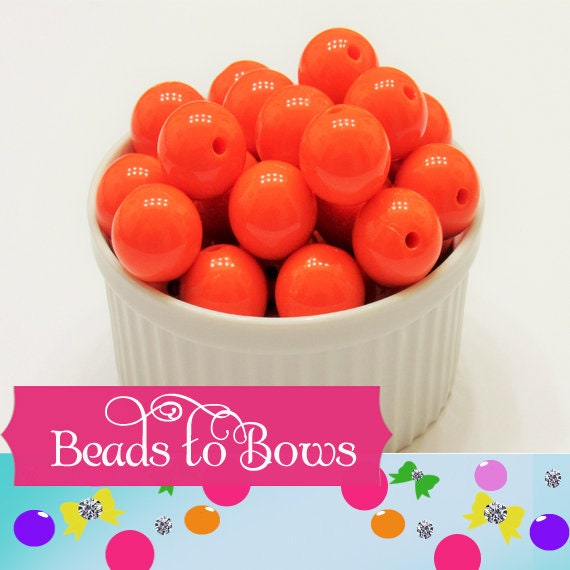 20mm Orange Bubblegum Beads, Chunky Bubblegum Bead,  Chunky Necklace Supply Bead, Gum Ball Bead, Acrylic Bead, Orange Beads