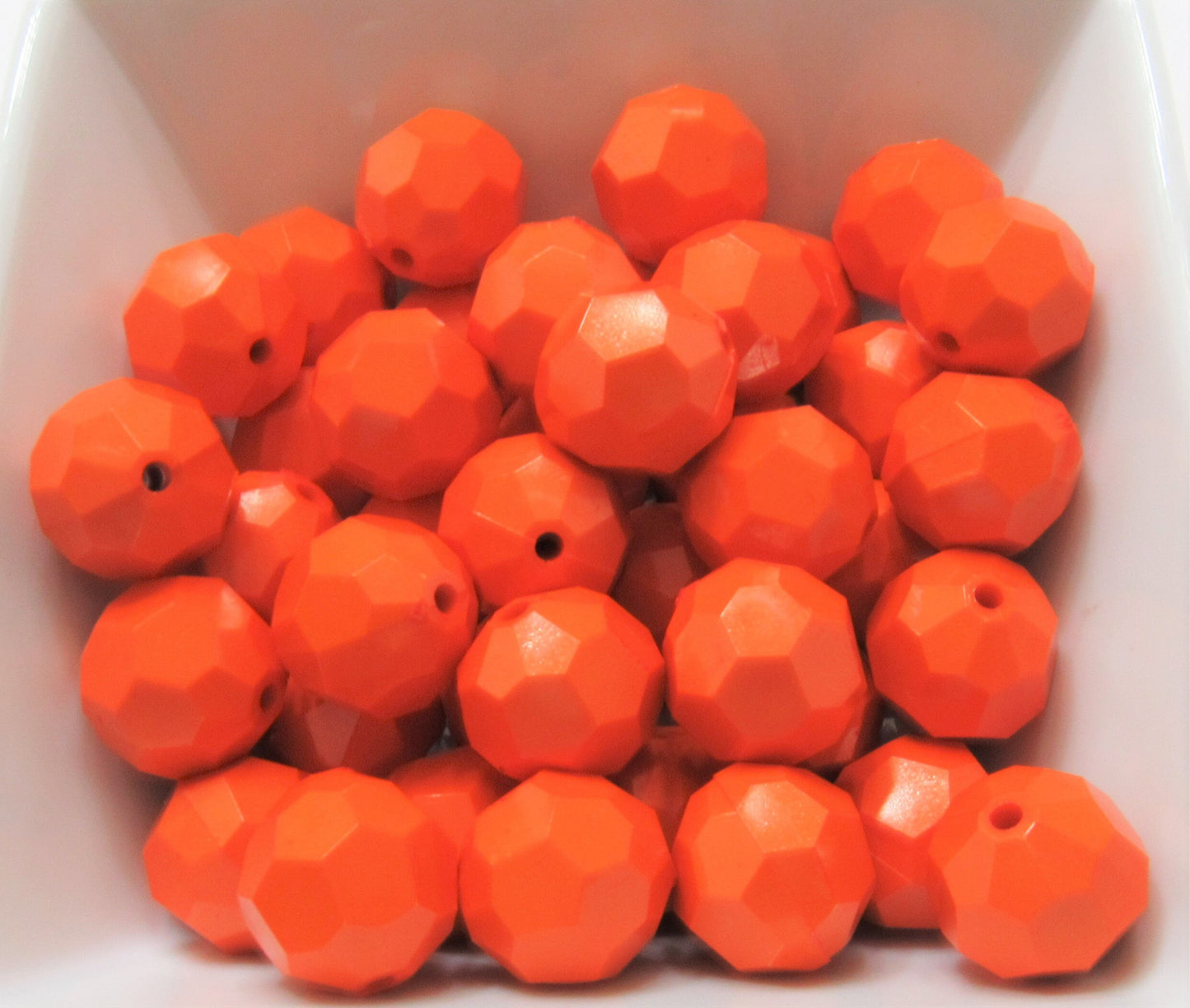 20mm Solid Orange Faceted Beads, 10ct Bubblegum Beads, Gumball Beads, Acrylic Bead, Bubblegum Bead, Solid Round Bead Chunky Necklace Bead