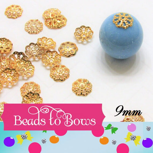 9mm Bead Caps, Tibetan Gold Flower Looking Bead Cap, Spacer beads, Cadmium Free & Lead Free