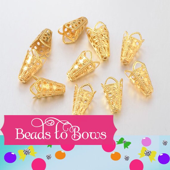 20 Gold Tone Filigree Bead Cap, Tassle Making Caps 16X10mm, Jewelry Findings, Tassel Earing Supplies, Beading Supply, Jewelry Supply