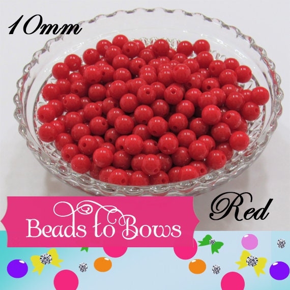10mm Red Bubblegum Beads, Round Bubblegum Beads, Chunky Acrylic Beads, Gumball Beads, Fairy Kei Beads, Chunky Necklace Supply Beads