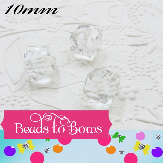 20mm Clear Faceted Ice Cube Beads, Chunky Ice Cube Bead, Bubblegum Bead, Square Transparent Beads, Chunky Necklace  Bead