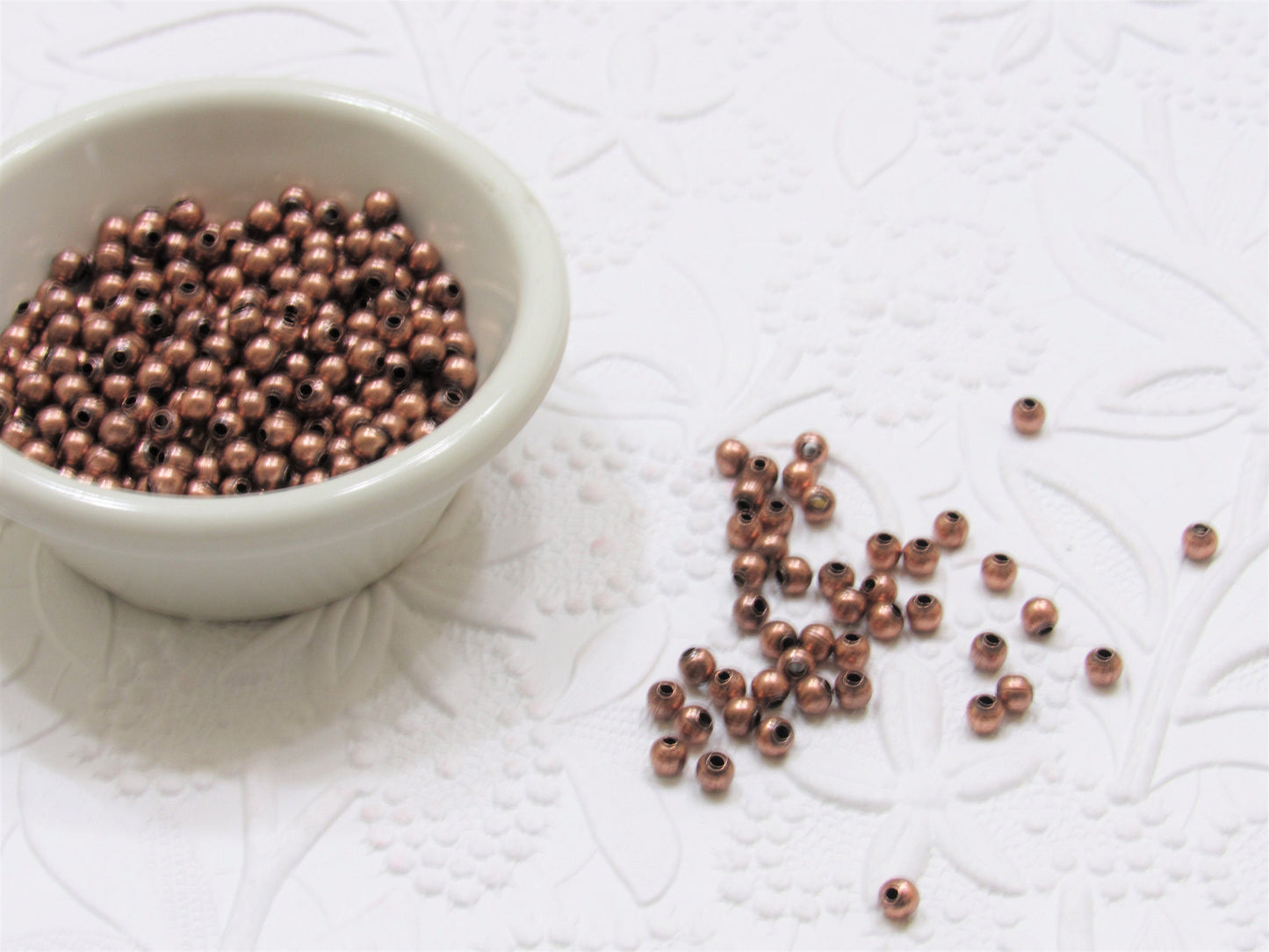 4mm Red Copper Bubblegum Necklace Spacer Bead, Chunky Necklace Supply Bead, Jewelry Finding, 4mm Metal Spacer Beads