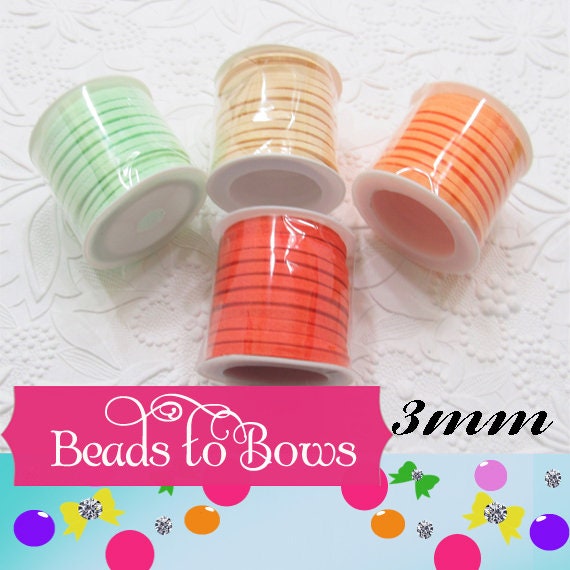 5M Roll Faux Pastel Green, Orange, Lt Orange, Melon Suede Cord, 3 X 1.5mm Jewelry Making Cord, Suede Lacing, Bracelet String, 5M = 16 Feet