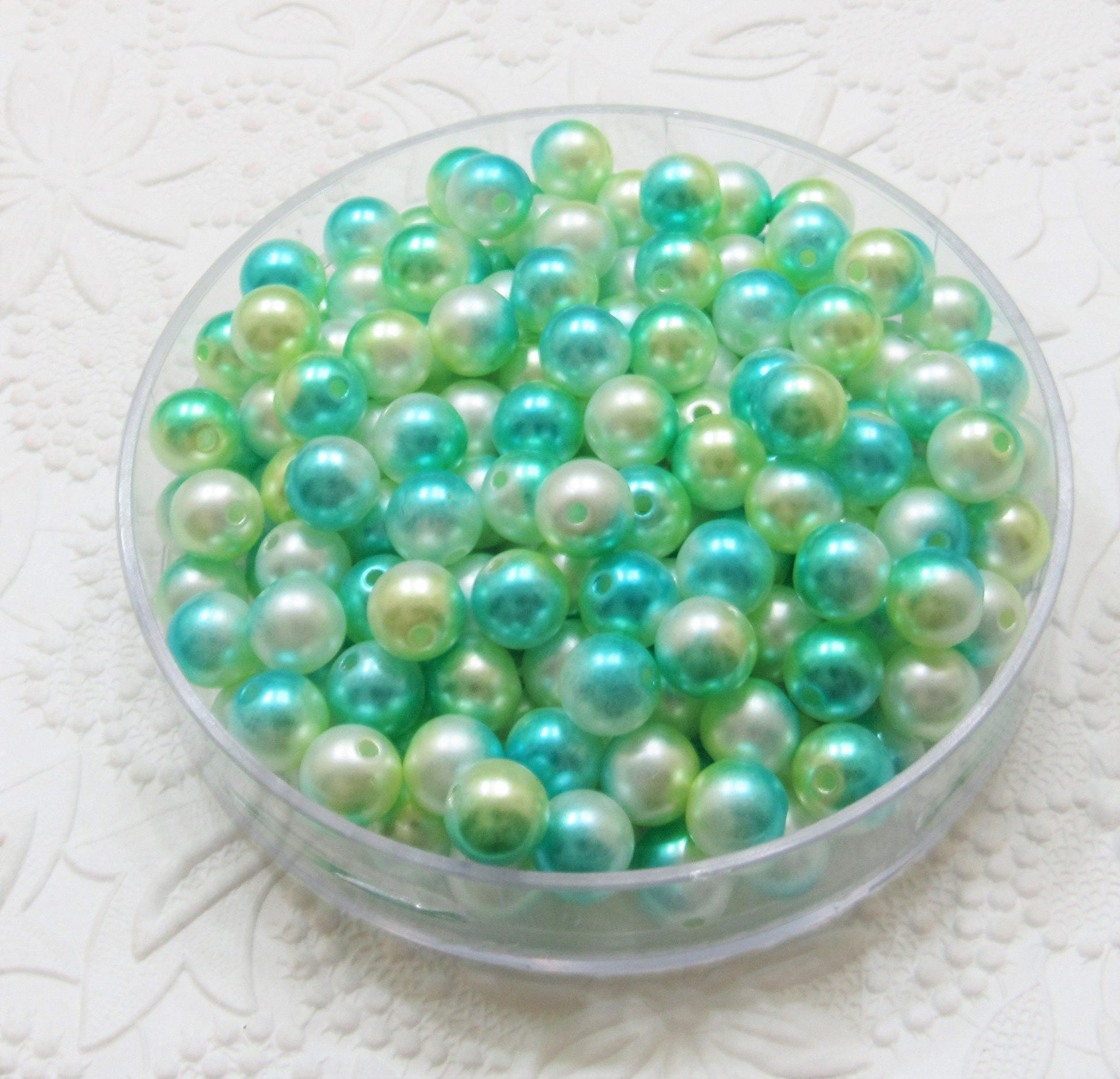 10mm Mermaid 50 Ct Bubblegum Pearls, Green Pearls, Ombre Pearls, Gumball Pearls, Bubblegum Necklace Supply Bead, Jewelry Supply,  Supply