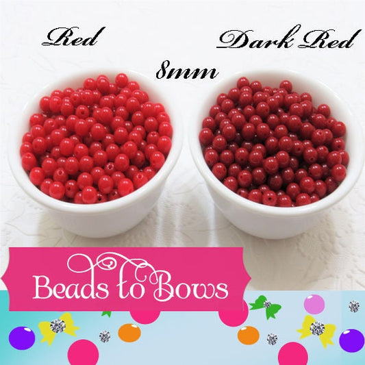 100ct. 8mm Reds Bubblegum beads,Gum Ball Beads, Round Acrylic Beads, Chunky Bubblegum Bead, Chunky Necklace Supply, Gumball Bead