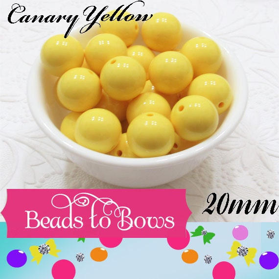20mm Canary Yellow Acrylic Bubblegum Beads, Chunky Gumball Bead, Bubblegum Bead, Chunky Necklace Supply, Acrylic Bubblegum Bead