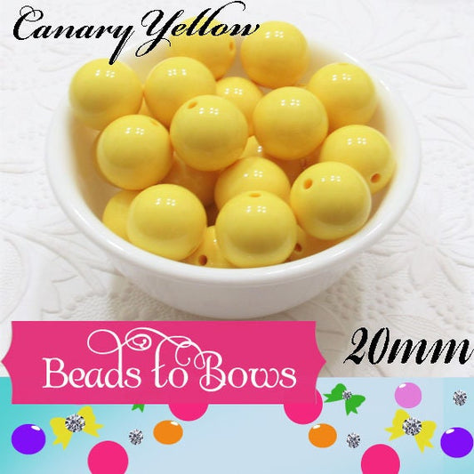20mm Canary Yellow Acrylic Bubblegum Beads, Chunky Gumball Bead, Bubblegum Bead, Chunky Necklace Supply, Acrylic Bubblegum Bead