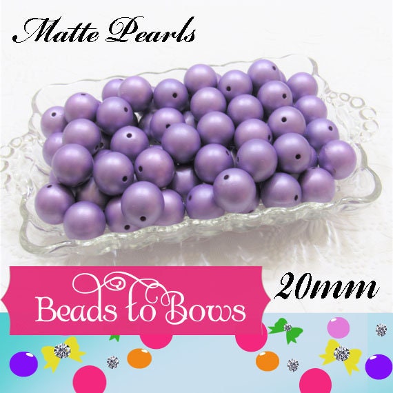 20mm Matte Lavender Pearls,  Bubblegum Beads, Chunky Gumball Beads,  Matte Pearls, Acrylic  Beads, Chunky Pearl