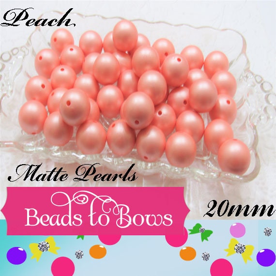 20mm Matte Pastel Peach Pearls, Bubblegum Beads, Chunky Gumball Beads,  Matte Pearls, Acrylic  Beads, Chunky Pearl