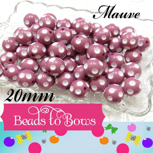 20mm Mauve Polka Dot Beads, Bubblegum Beads, Chunky Gumball Beads, Chunky Bubblegum Beads, Chunky Necklace Supply Bead, Acrylic Bead