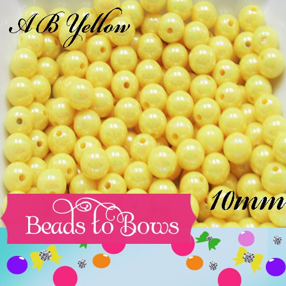 NEW 10mm A B Yellow Bubblegum Beads, Chunky Bubblegum Bead, Gumball Bead, Acrylic Beads, Fairy Kawaii Bead Chunky Bubblegum Bead Chunky Bead