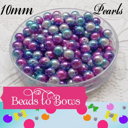 10mm Mermaid Bubblegum Pearls, Ombre  Acrylic Pearls, Gumball Pearls, Bubblegum Necklace Supply Bead, Jewelry Supply,  Supply