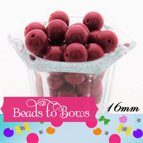 10ct. 16mm Cranberry Bubblegum beads, Chunky Beads, Gum Ball Fairy Kei Beads, bubblegum beads,16mm bracelet, necklace beads