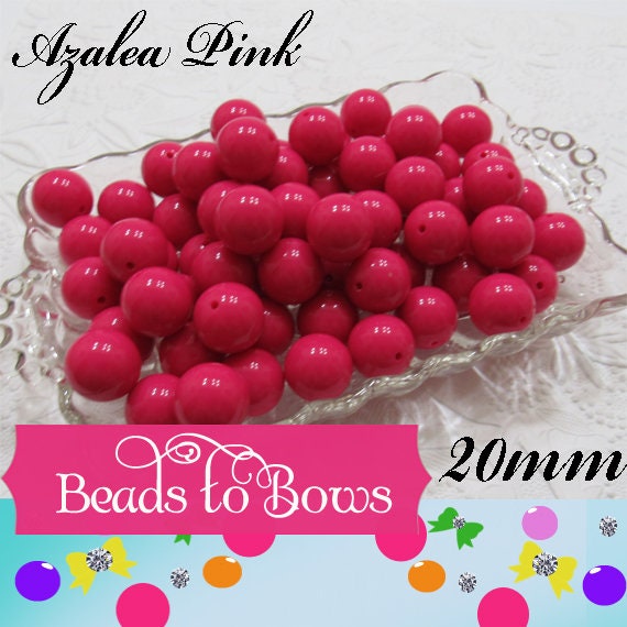 20mm Azalea Pink Bubblegum Beads, Acrylic beads, Round Gumball Beads, Chunky Bubblegum Beads, Bubblegum Necklace Supply,  Beading Supply