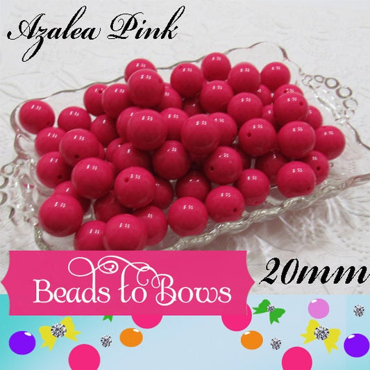 20mm Azalea Pink Bubblegum Beads, Acrylic beads, Round Gumball Beads, Chunky Bubblegum Beads, Bubblegum Necklace Supply,  Beading Supply