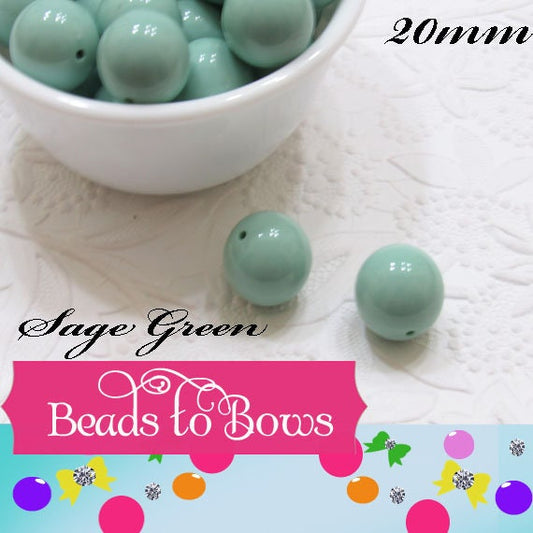 New 20mm Sage Green Bubblegum Beads, Chunky Necklace Supply Bead, Solid Acrylic Bubblegum Bead, Chunky Gumball Bead, Bubblegum Beads
