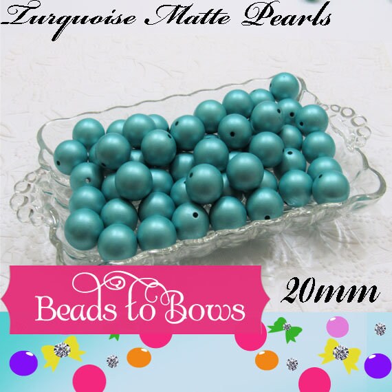 20mm Matte Turquoise Pearls,  Bubblegum Beads, Chunky Gumball Beads,  Matte Pearls, Acrylic  Beads, Chunky Pearl Beads