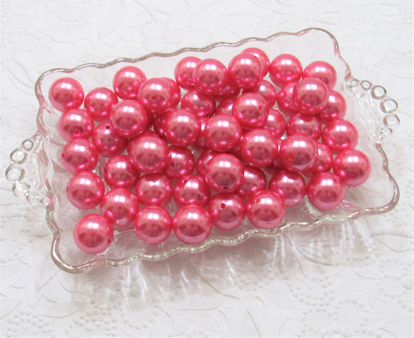 20mm Hot Pink Pearl Bubblegum Beads, Gumball Beads, Round Acrylic Pearl Beads, Bubblegum Bead Chunky Necklace Supply Bead, Faux Pearl Beads