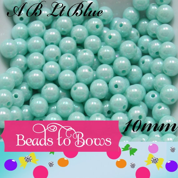 NEW 10mm A B Lt. Blue Bubblegum Beads,  Chunky Bubblegum Beads, Gumball Beads, Acrylic Beads, Fairy Kawaii Bead, Chunky Bubblegum Bead