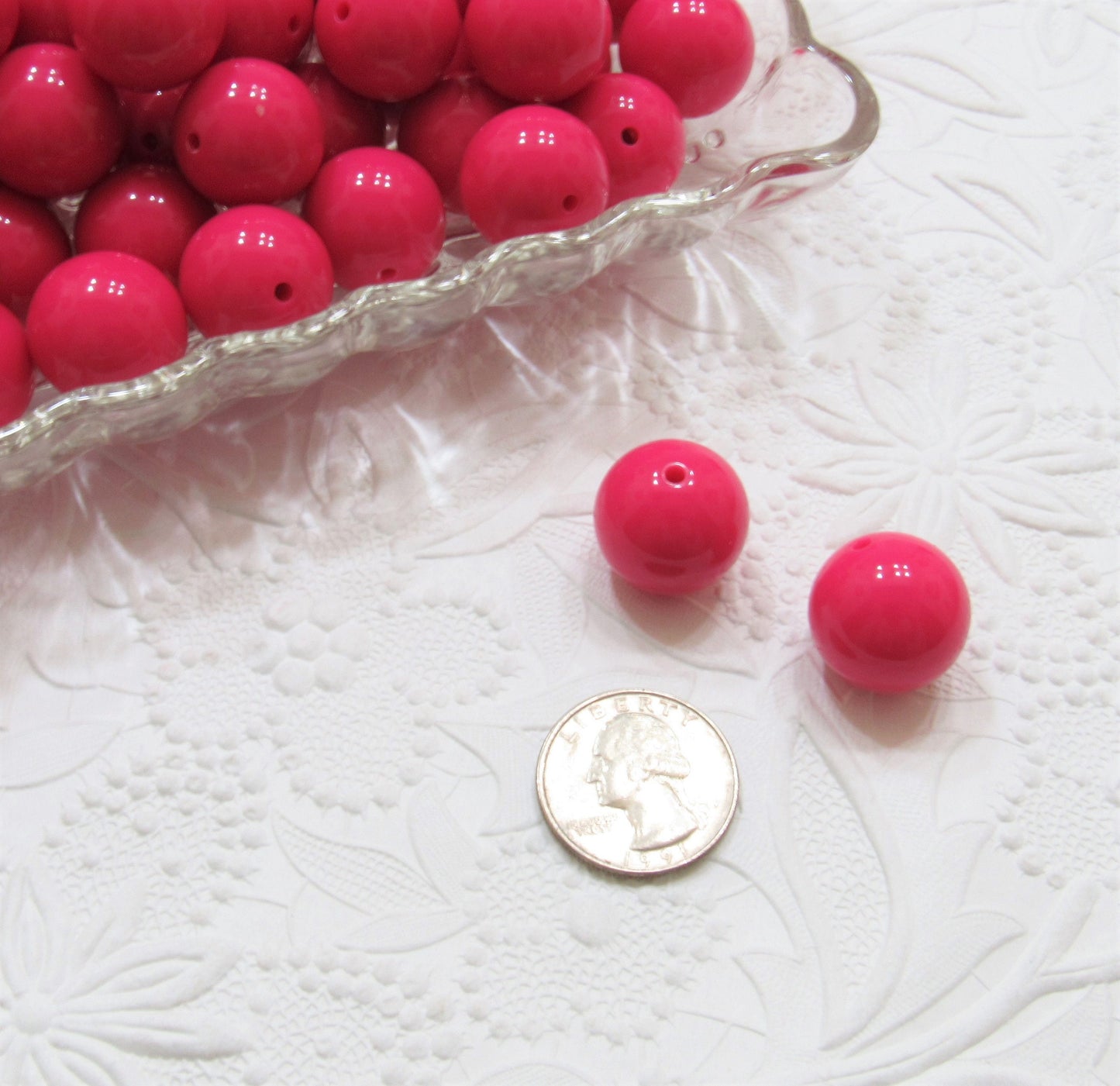 20mm Azalea Pink Bubblegum Beads, Acrylic beads, Round Gumball Beads, Chunky Bubblegum Beads, Bubblegum Necklace Supply,  Beading Supply