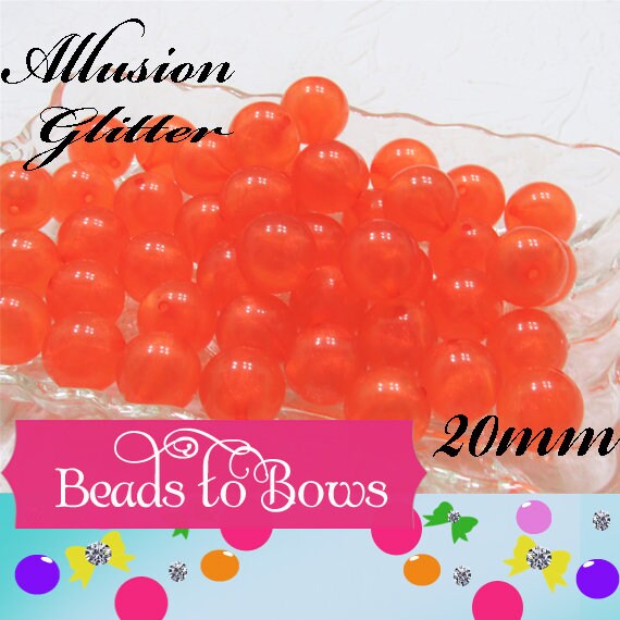 NEW 20mm Orange Allusion Glitter Bubblegum Beads, Chunky Beads, Bubblegum Glitter Beads, Chunky Beads,  Chunky Bead Supply, Glitter Bead