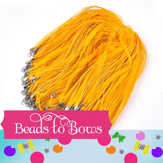 5 CT 1.99 Gold 17 in. Ribbon Organza Ribbon and Cord Necklaces, Bottlecap Supply, Pendant Necklace, Jewelry Supply, Organza Necklace