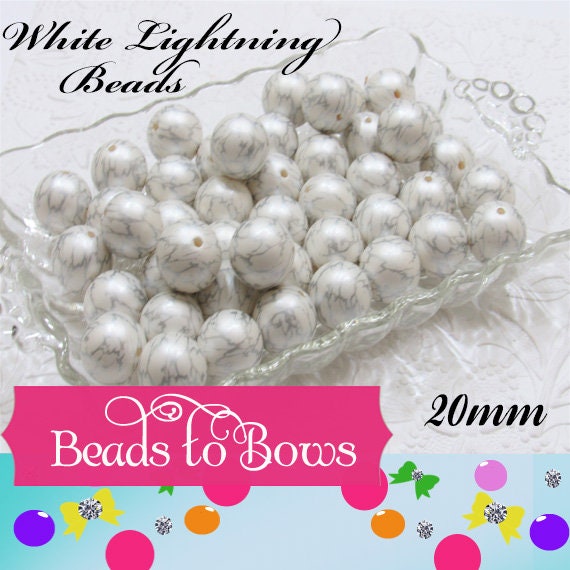 NEW 20mm White And Silver Lightening Pearls, Bubblegum Beads, Chunky Gumball Beads, Bubblegum Bead Supply, Chunky  Pearl Beads