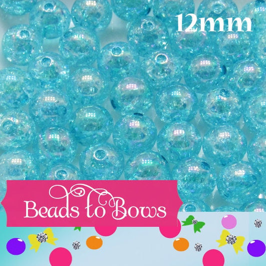 12mm AB turquoise Crackle Bubblegum Beads, Gum Ball CrackleBeads, Chunky Necklace Supply Beads, Bubble Gum Beads, Bead Supply
