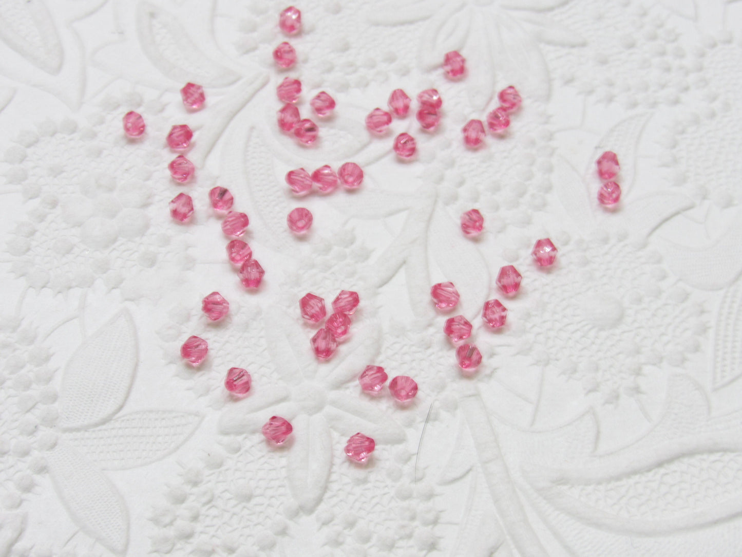 4mm Hot Pink Bicone Beads, Transparent Bubblegum Beads, Chunky Necklace Supply Bead, Jewelry Supply, Small 4mm Bicone Beads