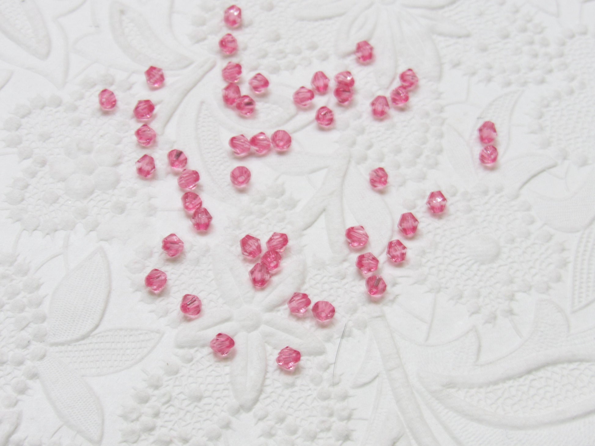 4mm Hot Pink Bicone Beads, Transparent Bubblegum Beads, Chunky Necklace Supply Bead, Jewelry Supply, Small 4mm Bicone Beads
