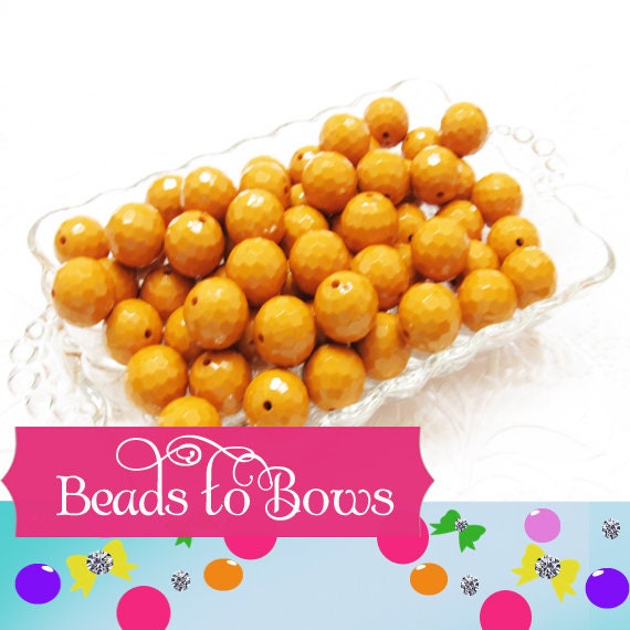 NEW 20mm Faceted Mustard Disco Bubblegum Bead, Chunky Beads, Round Acrylic Beads, Chunky Bead Supply, Bubblegum Necklace Supply Beads