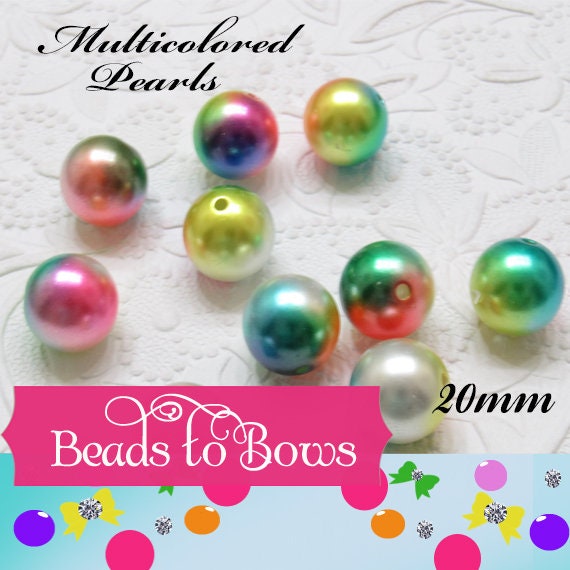 20mm Mermaid Pearls, Multicolored Bubblegum Beads, Mermaid Pearl Beads, Chunky Necklace Supply Bead, Chunky Gumball Pearl bead