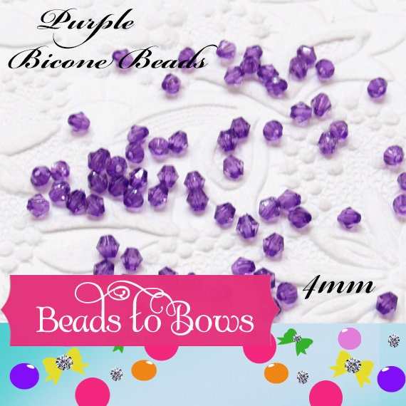 4mm Purple Bicone Beads, Transparent Bubblegum Beads, Chunky Necklace Supply Bead, Jewelry Supply, Small 4mm Bicone Beads