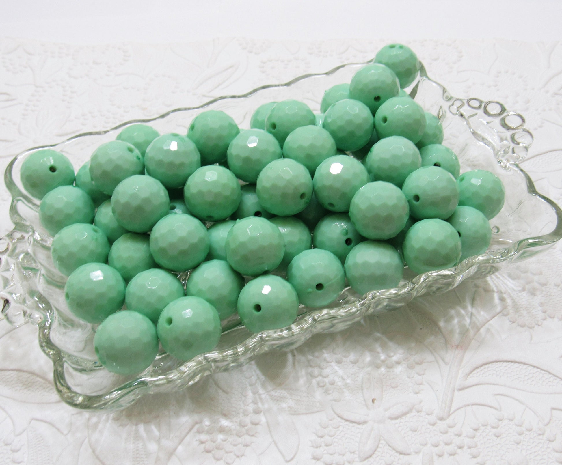 NEW 20mm Faceted Mint Disco Bubblegum Bead, Chunky Beads, Round Acrylic Beads, Chunky Bead Supply, Bubblegum Necklace Supply Beads