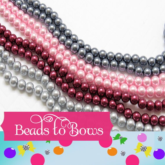 New 10mm Dark Grey, Pink, Burgundy, Light Grey Bubblegum Pearls, Chunky Glass Pearls, Bubblegum Necklace Supply Bead, Jewelry Supply