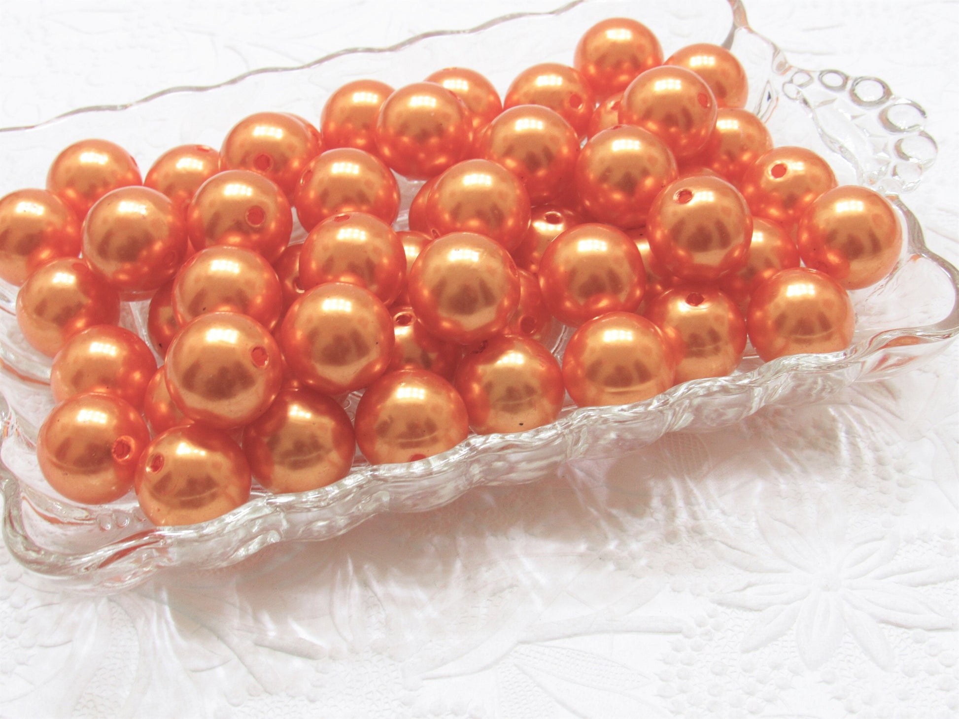 20mm Orange Pearl Bubblegum Beads, Chunky Gumball Beads, Orange Pearl Gumball Beads, Chunky Necklace Supply, Gumball Pearl Beads
