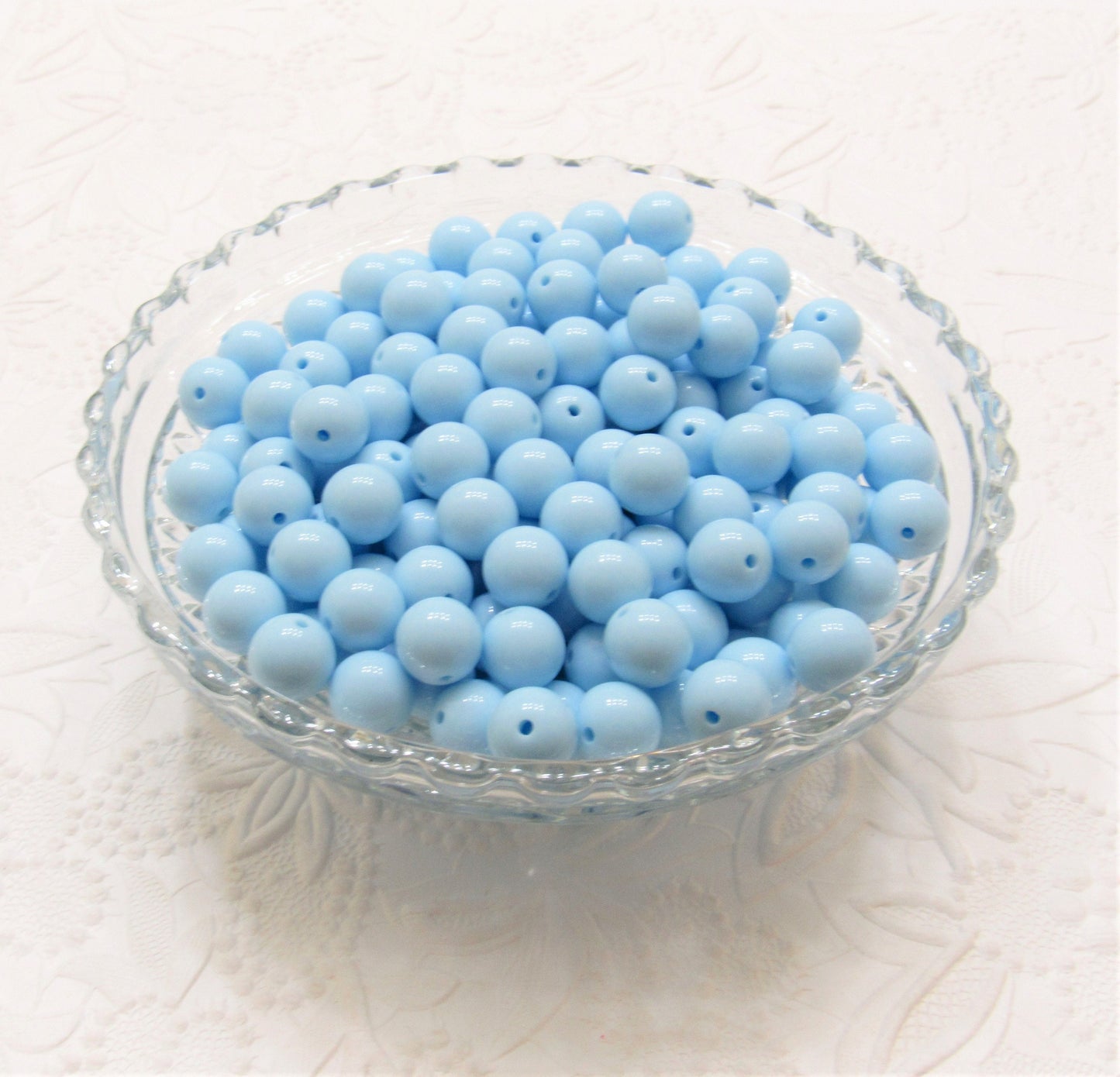 50 Light Blue 12mm Bubblegum Beads, Round Beads, Chunky Acrylic Beads, Gum Ball Beads, Fairy Kei Beads, Chunky Necklace Supply Beads