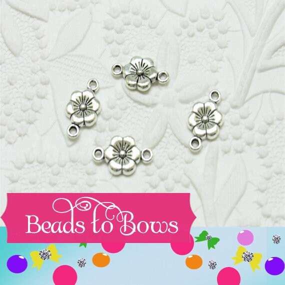 NEW Antique Silver Flower Connectors Charms, Tibeten 18x10mm flower Link, Antique Silver Finding, Jewelry Supply