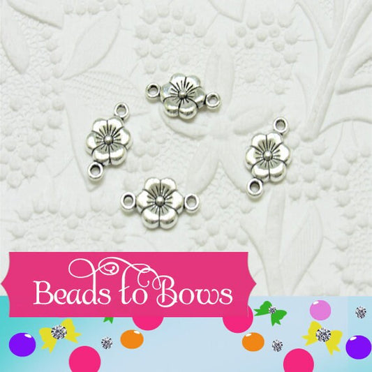 NEW Antique Silver Flower Connectors Charms, Tibeten 18x10mm flower Link, Antique Silver Finding, Jewelry Supply
