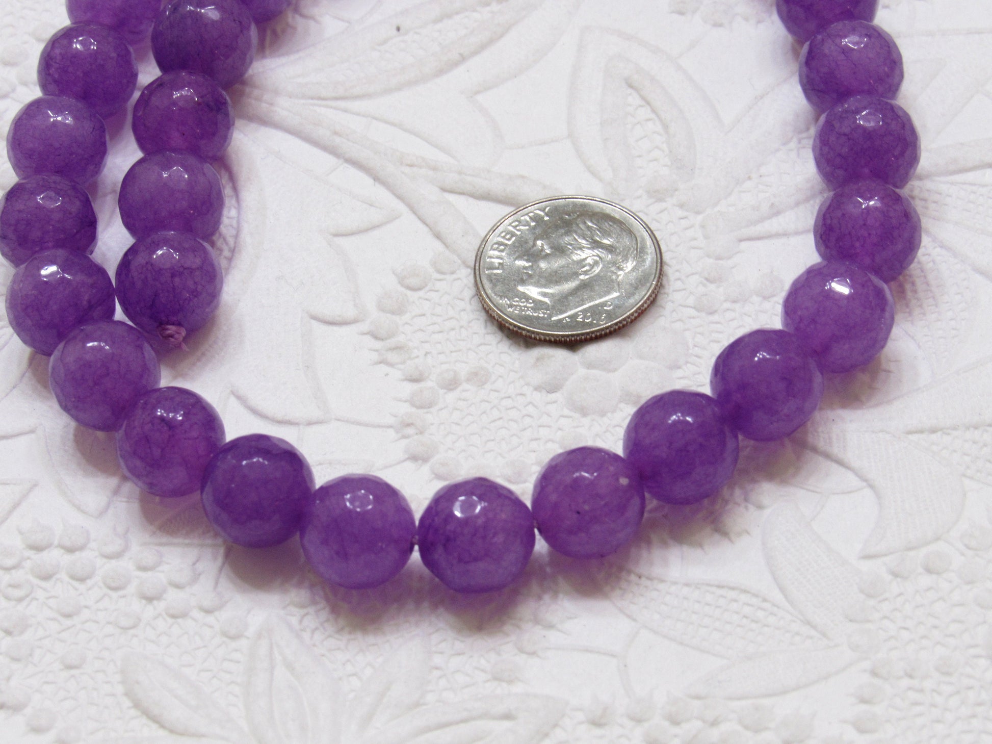 Natural Malaysia Purple Jade 10mm Beads, 14 inch Strand, 37 piece strand,  Dyed Natural Malaysia Jade Coral Beads