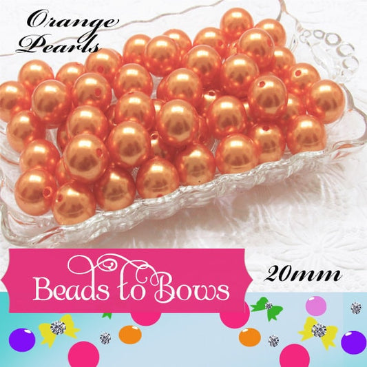 20mm Orange Pearl Bubblegum Beads, Chunky Gumball Beads, Orange Pearl Gumball Beads, Chunky Necklace Supply, Gumball Pearl Beads