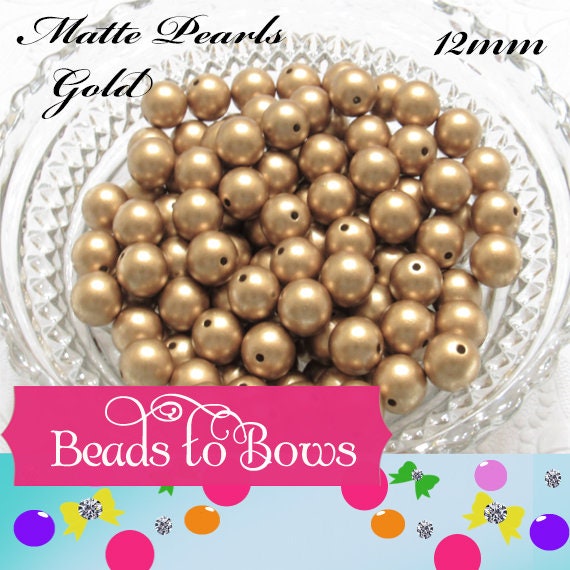 12mm Matte Gold Bubblegum Pearl Beads, Gumball Beads, Pearl Beads, Bubblegum Pearls, Beading Supply, Jewelry Supply
