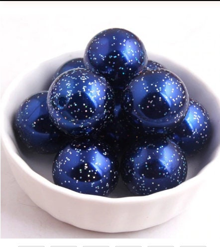 20mm Glitter Navy Blue Pearls, Chunky Pearl Beads, Bubblegum Glitter Beads, Chunky Beads, Faux Pearl Beads, Chunky Bead Supply, Pearl Bead