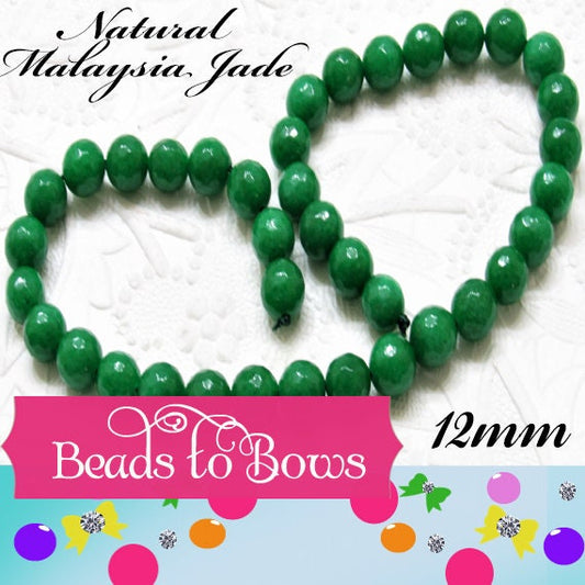 Natural Malaysia Green Jade 10mm Beads, 14 inch Strand, 37 piece strand,  Dyed Natural Malaysia Jade GreenBeads